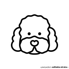 Poodle head thin line icon. Dog breed. Editable stroke. Vector illustration.