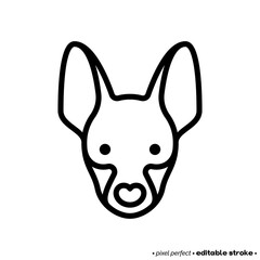 Pinscher head thin line icon. Dog breed. Editable stroke. Vector illustration.