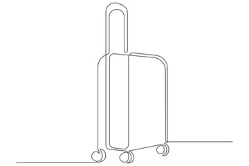 Continuous one line art drawing of suitcases, luggage design outline vector illustration
