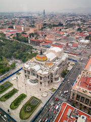 Toma aérea de Bellas Artes durante protesta del 8 de marzo
