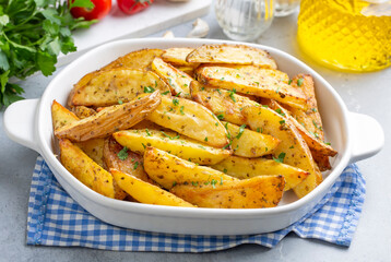 Baked spiced potatoes look delicious.