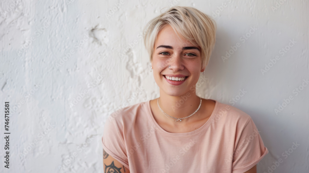 Wall mural young woman with a cheerful smile