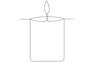 Naklejka premium Candle light one line art drawing continuous outline vector illustration 
