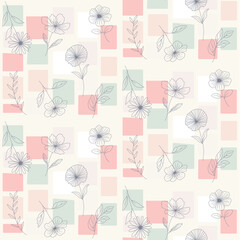 Flower blocks wallpaper, seamless pattern