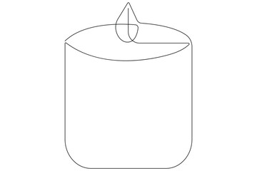 Candle light one line art drawing continuous outline vector illustration
