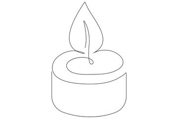 Candle light one line art drawing continuous outline vector illustration
