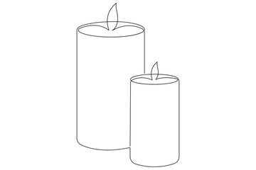 Candle light one line art drawing continuous outline vector illustration
