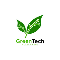 Green Tech Logo Template Design Vector, Emblem, Design Concept, Creative Symbol, Icon