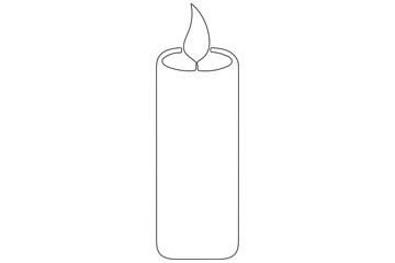 Candle light one line art drawing continuous outline vector illustration
