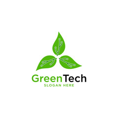 Green Tech Logo Template Design Vector, Emblem, Design Concept, Creative Symbol, Icon