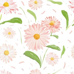 Watercolor seamless pattern with daisies
