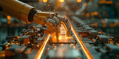 How Modern Manufacturing Utilizes Automation, Cloud Technology, and AI for Enhanced Efficiency and Innovation. Concept Manufacturing Automation, Cloud Technology, AI Innovation, Enhanced Efficiency