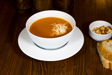 Tasty and creamy tomato soup made of fresh tomatoes