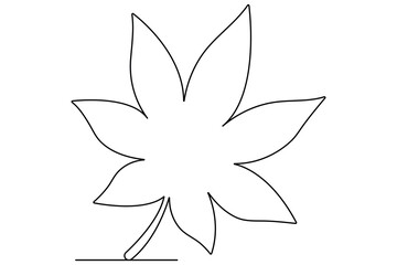 Continuous one line art drawing maple leaf botanical decorative symbol outline vector art illustration 
