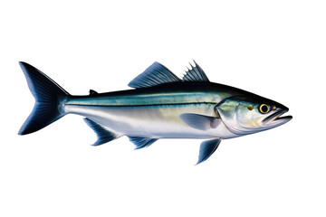 Fototapeta premium a high quality stock photograph of a single bluefish fish isolated on transparent background
