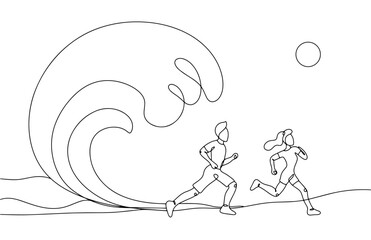 Tsunami. People. One line