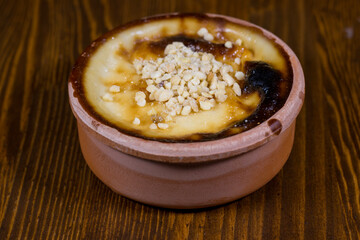 Traditional Turkish dessert baked rice pudding, Sutlac.