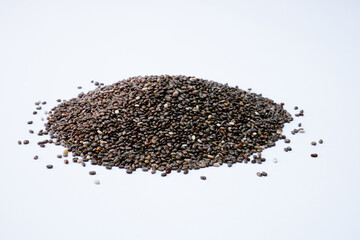 Pile of healthy chia seeds concept background