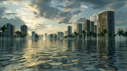 a flooded coastal city