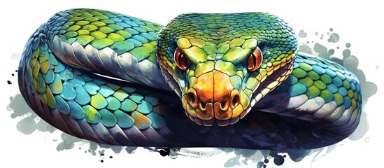 3d vector illustration of a very venomous but docile big Snake cartoon character - obrazy, fototapety, plakaty
