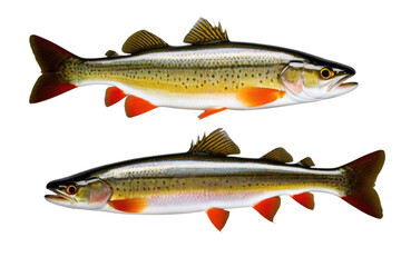 a high quality stock photograph of a single sea trout weakfish fish isolated on transparent background