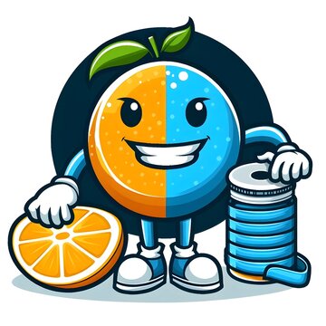Orange cartoon logo picture by combining blue and orange together.
