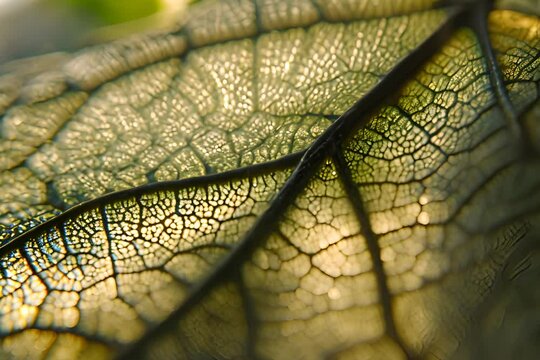 a close up view of a leaf's vein