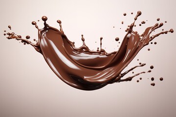 splash of brownish hot coffee or chocolate isolated on light background - obrazy, fototapety, plakaty