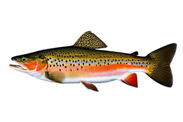 a high quality stock photograph of a single trout fish isolated on transparent background