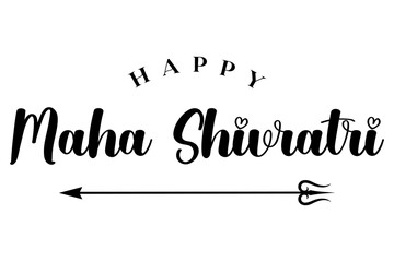 Maha Shivratri lettering design with lord Shiva trishul vector illustration.