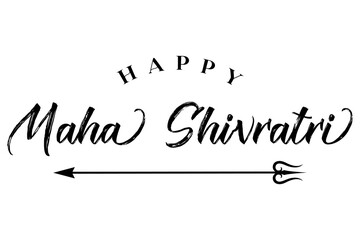 Maha Shivratri lettering design with lord Shiva trishul vector illustration.
