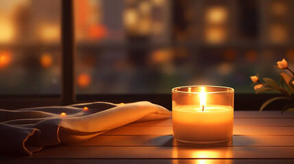 Beautiful cozy background picture of burning candles