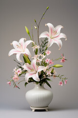 Naklejka na ściany i meble Serenity in Blossom: An Epitome of Japanese Ikebana Flower Arrangement