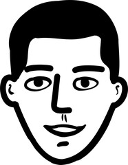 Character smiling man different age and ethnicity. Young, diverse. Vector outline illustration, linear, thin line, hand drawn sketch, doodle 