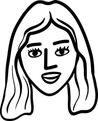 Character smiling woman different age and ethnicity. Young and aged, diverse. Vector outline illustration, linear, thin line, hand drawn sketch, doodle 
