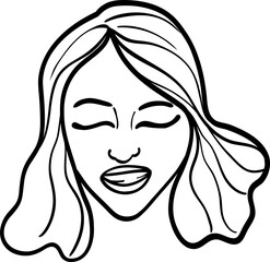 Character smiling woman different age and ethnicity. Young and aged, diverse. Vector outline illustration, linear, thin line, hand drawn sketch, doodle 