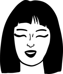 Character smiling woman different age and ethnicity. Young and aged, diverse. Vector outline illustration, linear, thin line, hand drawn sketch, doodle 