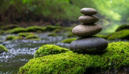 Fototapeta na wymiar Balanced Rock Zen Stack. Stack of zen stones on nature background
