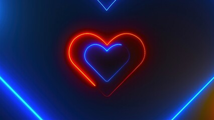 Heart Neon tunnel. Computer generated 3d render