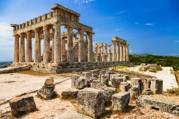 Badkamer foto achterwand Greece travel and landmarks . antique temple of Orfeas in Aegina island, the prototipe of Acropolis. Saronics gulf © Freesurf