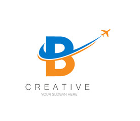 B Travel Logo Design. letter B Logo Design. Modern Letter logo design