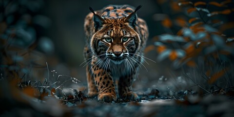A wild feline predator hunting down its agile prey in the wilderness. Concept Wildlife Photography, Feline Predators, Hunting in the Wilderness