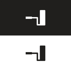 Vector paint roller icon. Two-tone version on black and white background
