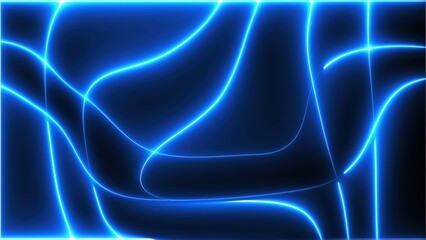 Waving neon blue lines. Computer generated 3d render