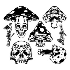 SET SKULL VECTOR MUSHROOM