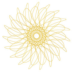 Gold flower shape Spirograph icon. 3d rendering.