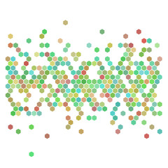 Colorful hexagons, halftone random background.	
