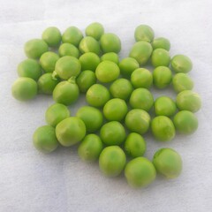 green peas on a white background 