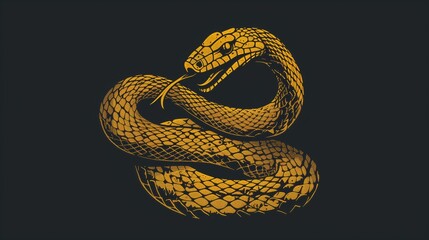 Fototapeta premium A fierce rattlesnake logo coiled and ready to strike, representing cunning and precision. generated AI