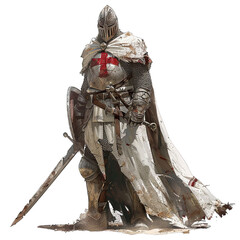 Knight isolated on white or transparent background generative ai 